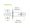 102mm Heavy Duty Tubular Deadbolt - PVD Brass - 2