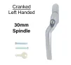 30mm Cranked Espag Window handle Satin Chrome - Left Handed - 1