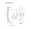 64mm (2 &frac12;") Euro Profile Mortice Deadlock - Stainless Steel - 2
