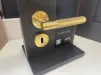 STUDIO SELECT ER90B Lever on Round Rose Door Handles - Karcher Satin Brass - 3