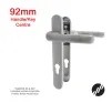 122mm 2 Screw Centres Door Handle. 92mm PZ. Silver Aluminium - 1