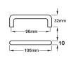 Mandalay D-Bar Cupboard Handle Stainless Steel - 96mm C/C - 2