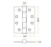 Grade 13 Ball Bearing Hinge Satin Stainless Steel (Pack of 3) - 2
