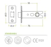 76mm Heavy Duty Tubular Mortice Latch (3") Satin Stainless Steel - 2
