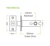 64mm Heavy Duty Tubular Deadbolt - Satin Stainless Steel - 2