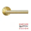 Rhodos Lever on Round Rose Door Handles - Karcher Satin Brass - 1