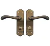 Valletta Lever on plate Door Handles Mahogany - WC - 1