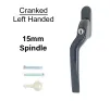 15mm Cranked Espag Window handle Black - Left Handed - 1