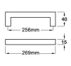 T-Bar Cupboard Handle Brushed Stainless Steel - 256mm C/C - 2