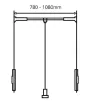 780-1080mm - Adjustable Wardrobe Rail - 12kg Max - 3