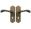 Valletta Lever on plate Door Handles Mahogany - Lock - 1