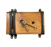 Antique Pine Box Lock with Black Iron Straps - 1