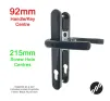215mm 2 Screw Centres Door Handle. 92mm PZ. Black Aluminium - 1