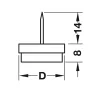 20mm Pin Type Glide, White Plasic with Grey Felt - 2