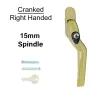 15mm Cranked Espag Window handle Polished Gold - Right Handed - 1