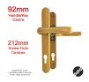 212mm 2 Screw Centres Door Handle. 92mm PZ. Gold Aluminium - 1
