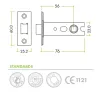 76mm Heavy Duty Tubular Mortice Latch (3") Satin Brass - 2