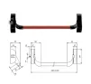 Iseo Vertical Panic Bar Kit, Red Bar. - 3
