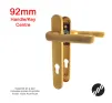 122mm 2 Screw Centres Door Handle. 92mm PZ. Gold Aluminium - 1