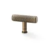 Alexander and Wilks Crispin Knurled T-bar Cupboard Knob - Antique Brass - 1