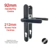 212mm 2 Screw Centres Door Handle. 92mm PZ. Black Aluminium - 1