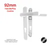 122mm 2 Screw Centres Door Handle. 92mm PZ. White Aluminium - 1