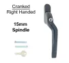 15mm Cranked Espag Window handle Black - Right Handed - 1