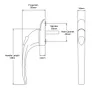 Non-Lockable Espag Window Handle (Spindle 50mm) Champagne Gold - 2