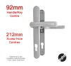 212mm 2 Screw Centres Door Handle. 92mm PZ. Silver Aluminium - 1