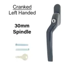 30mm Cranked Espag Window handle Black - Left Handed