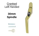 30mm Cranked Espag Window handle Polished Gold - Left Handed