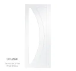 Grooved Curved White Primed Flush Door - 42mm - Glazed Clear