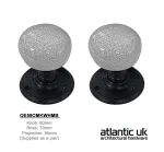 Old English Skipton Porcelain White Crackle Door Knob on Face Fix Rose - Matt Black