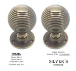HAND FORGED SOLID Antique Brass Reeded Mortice Knobs 55mm
