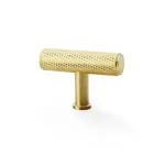 Alexander and Wilks Crispin Knurled T-bar Cupboard Knob - Satin Brass PVD