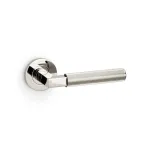 Alexander and Wilks Hurricane Reeded Lever on Round Rose - Polished Nickel PVD