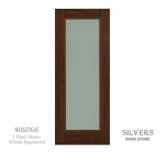 1 Panel Shaker Luxury Laminated Walnut Door 44mm - Glazed Frosted