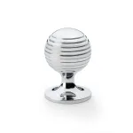 38mm Alexander and Wilks Caesar Cupboard Knob on Round Rose - Polished Chrome