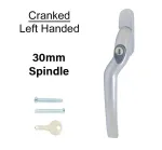30mm Cranked Espag Window handle Satin Chrome - Left Handed