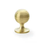 38mm Alexander and Wilks Caesar Cupboard Knob on Round Rose - Satin Brass PVD
