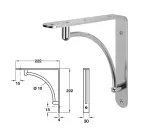 Fixed Bracket, Wall Fixing for Wooden Shelves - 222mm