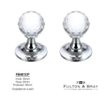 Facetted Glass Ball Mortice Knobs on Pol  Chrome Rose - Clear