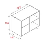 1000mm Base Unit - Natural Grey