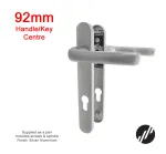 122mm 2 Screw Centres Door Handle. 92mm PZ. Silver Aluminium