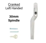 30mm Cranked Espag Window handle White - Left Handed