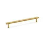 224mm Alexander and Wilks Crispin Knurled T-bar Cupboard Pull Handle - Satin Brass PVD