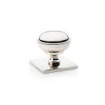 Alexander and Wilks Quantock Cupboard Knob on Square Backplate - Polished Nickel
