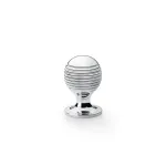 25mm Alexander and Wilks Caesar Cupboard Knob on Round Rose - Polished Chrome