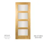4 Panel Lacquered Shaker Style Door White Oak - Glazed Frosted
