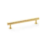 160mm Alexander and Wilks Leila Hammered T-bar Cupboard Pull Handle - Satin Brass